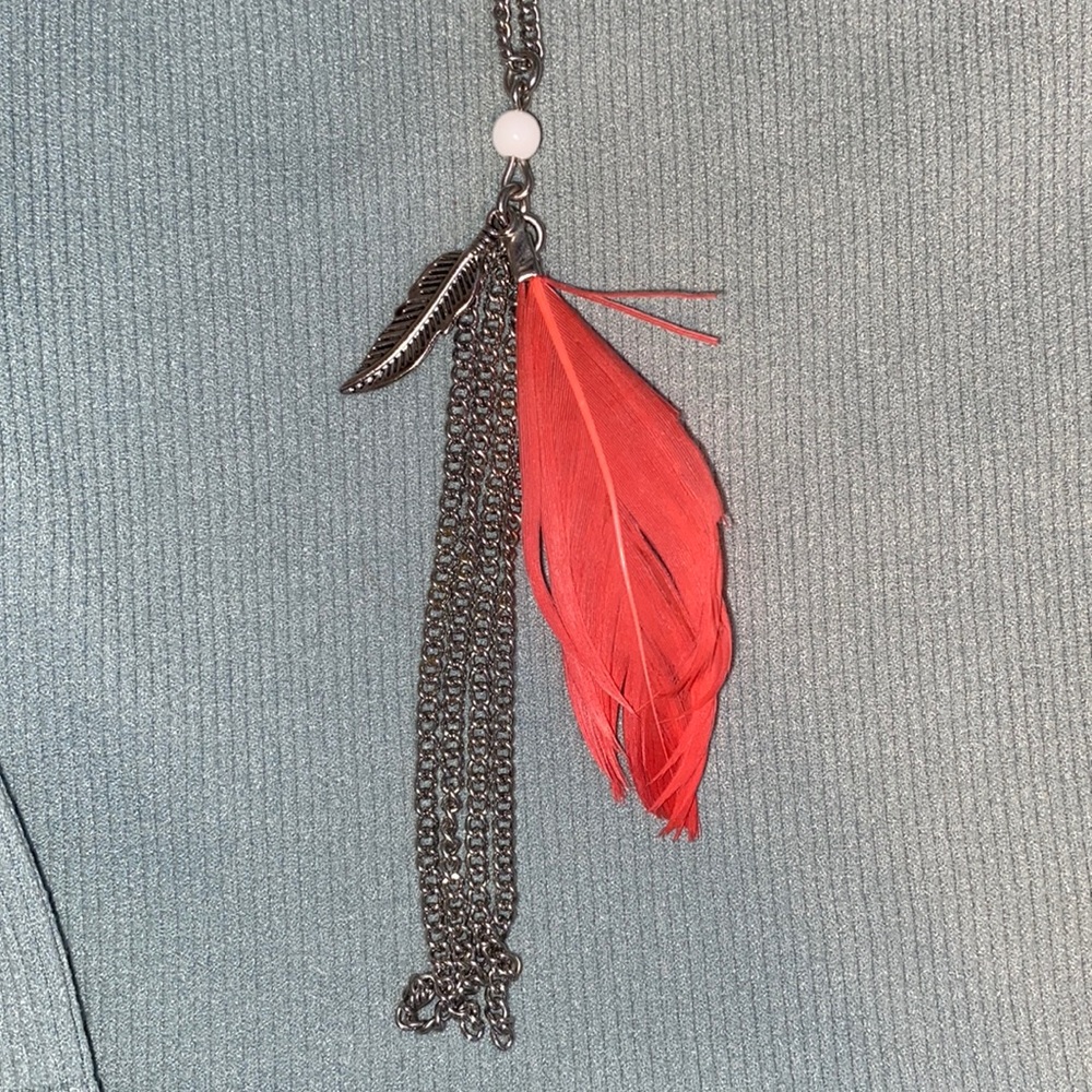DOUBLE FEATHER TASSEL NECKLACE